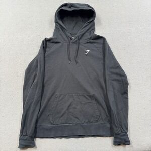 Gymshark Hoodie Men's Medium Black Pullover Gym Training Athleisure Streetwear